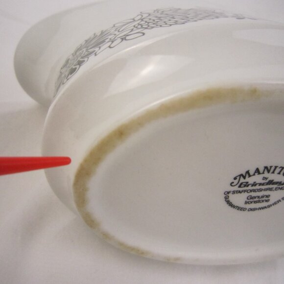 Grindley Ironstone Manitou Gravy Boat White and Black Floral - Picture 6 of 8